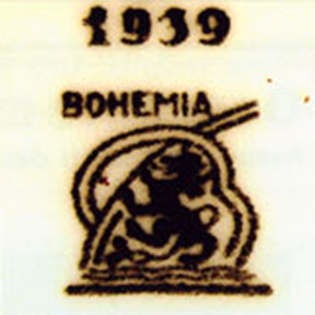 Bohemia Manufacture Signature - Black underglaze mark Bohemia with lions and year 1939