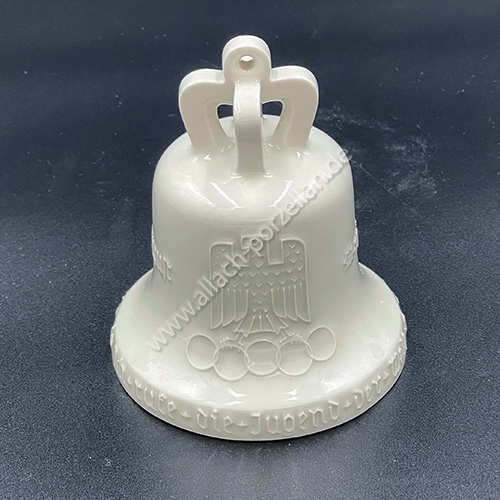 KPM Olympia bell without base white glazed - view with Olympic rings